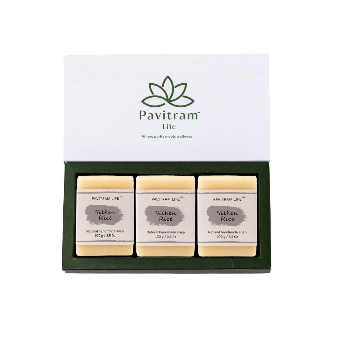 Silken Rice Pack of 3 - Natural Handmade Soap
