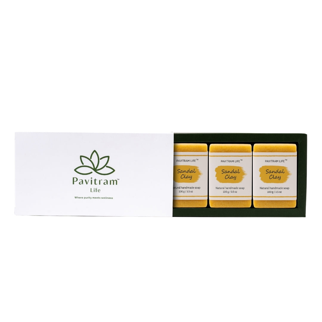 Sandal Clay Pack of 3 - Natural Handmade Soap