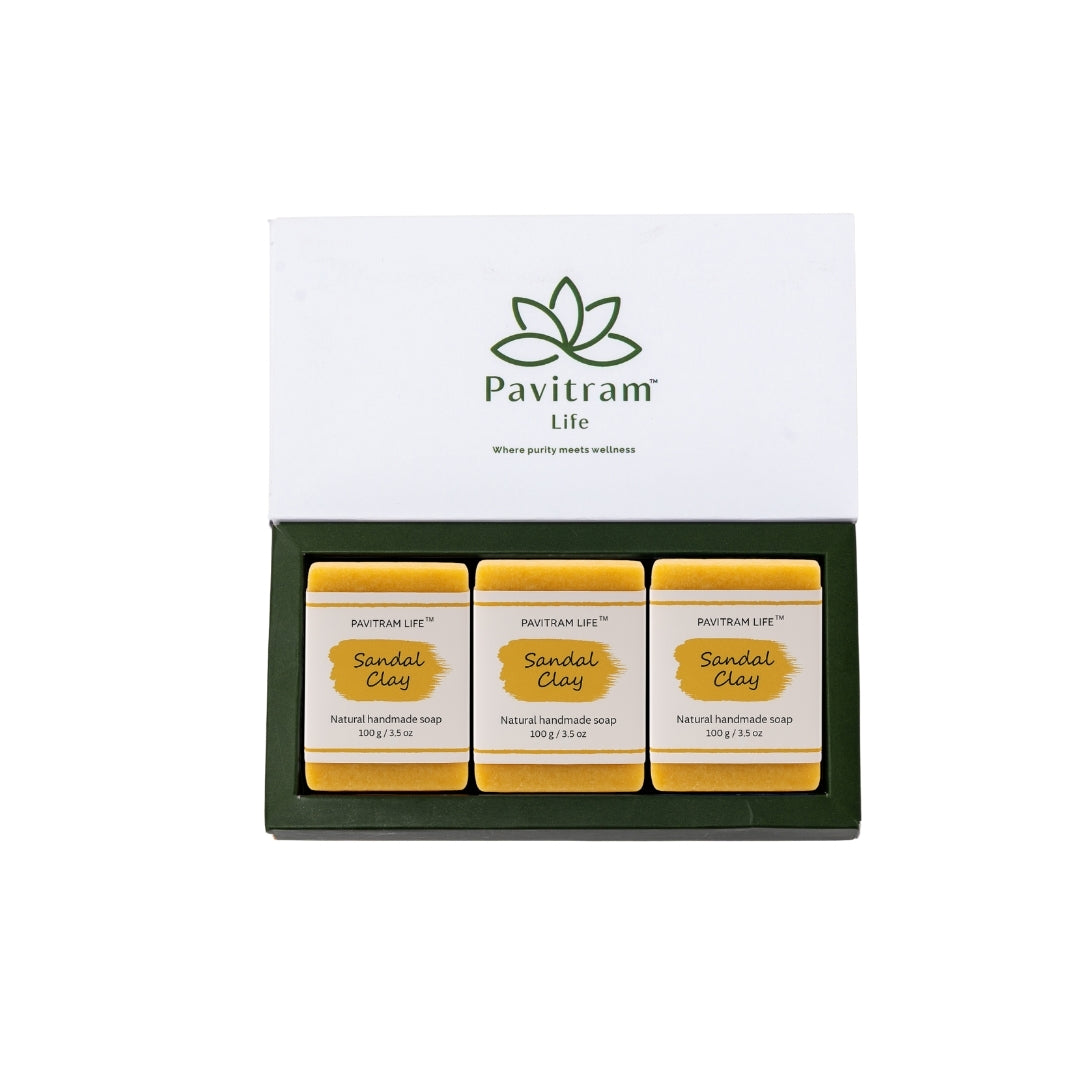 Sandal Clay Pack of 3 - Natural Handmade Soap