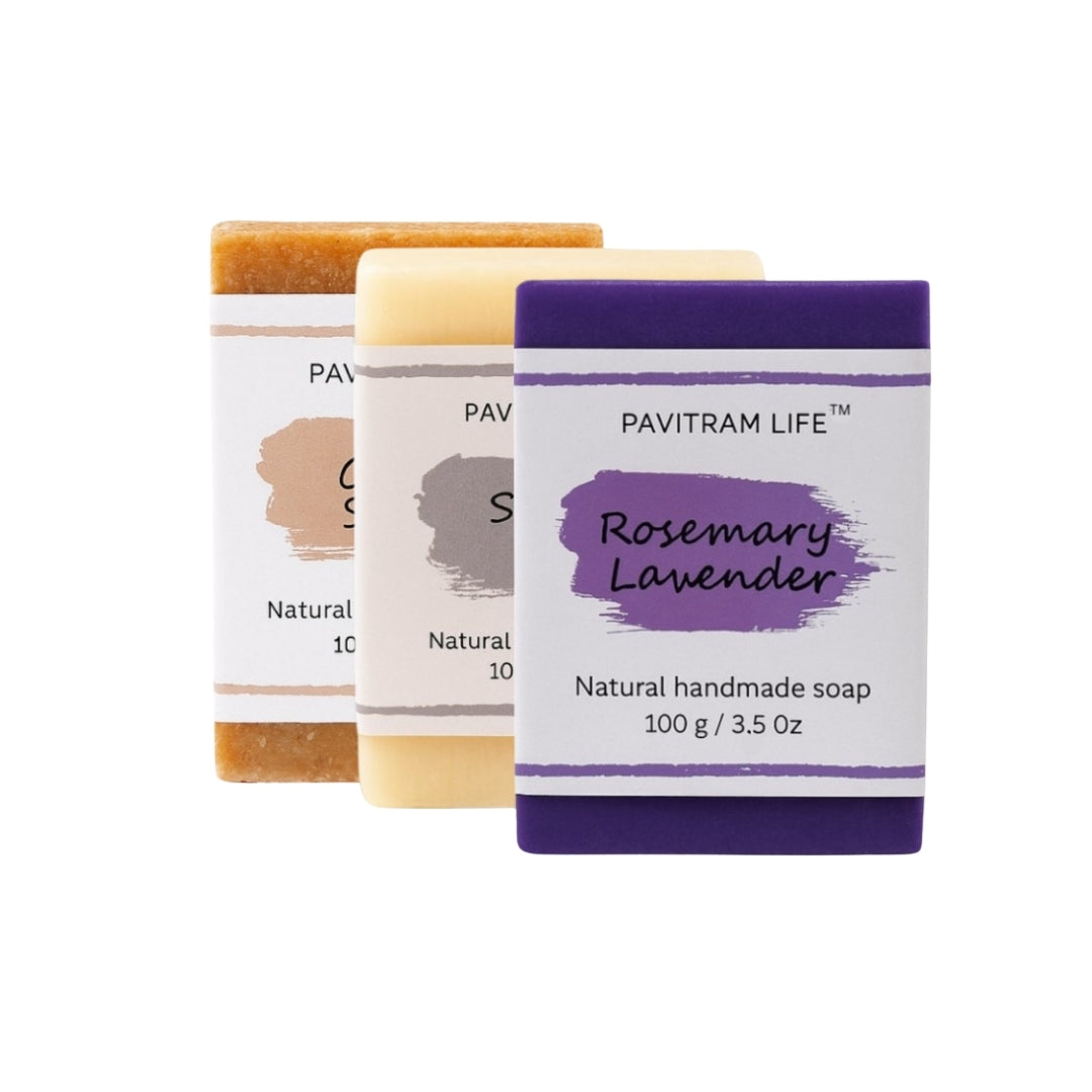 Pavitram Life Natural Handmade Soap – Premium Pack of 3 (100 gram)