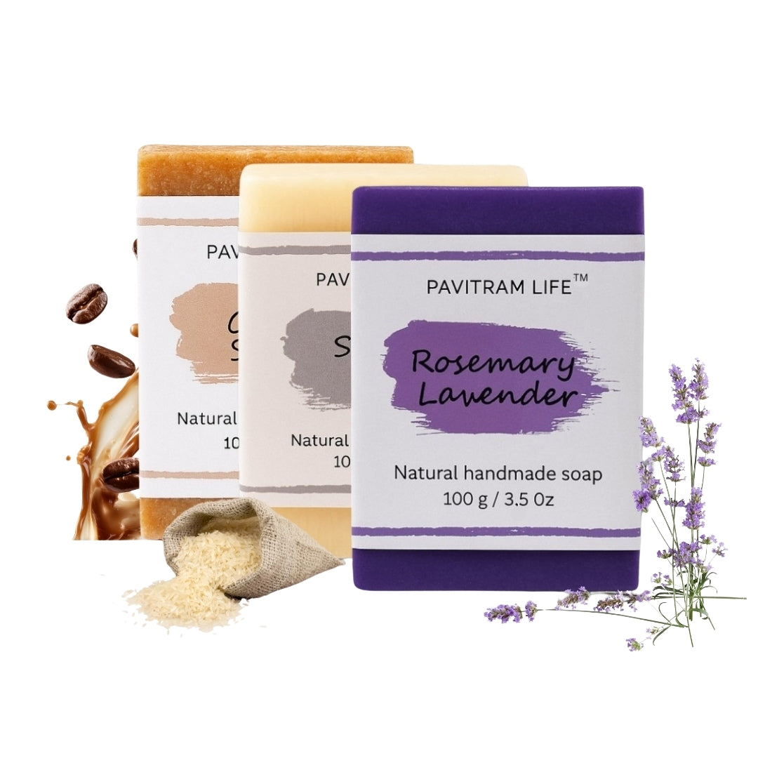 Pavitram Life Natural Handmade Soap – Premium Pack of 3 (100 gram)