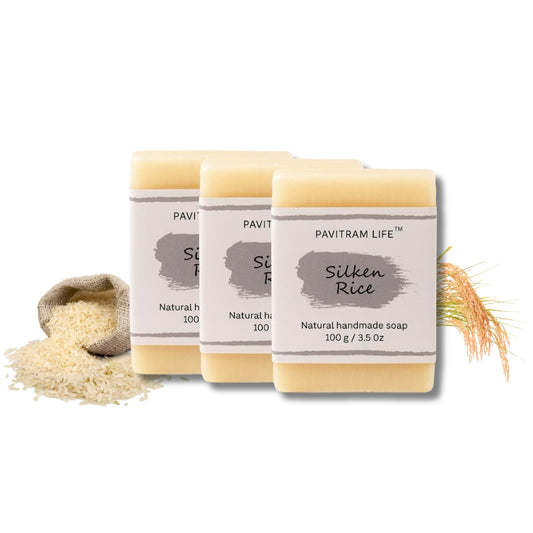 Silken Rice Pack of 3 - Natural Handmade Soap