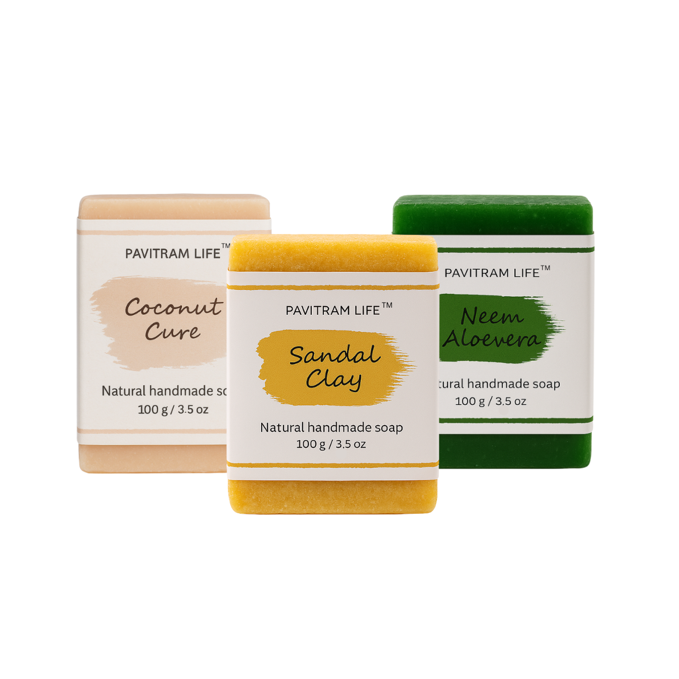 Pavitram Life Natural Handmade Soap – Premium Pack of 3 (100 gram)
