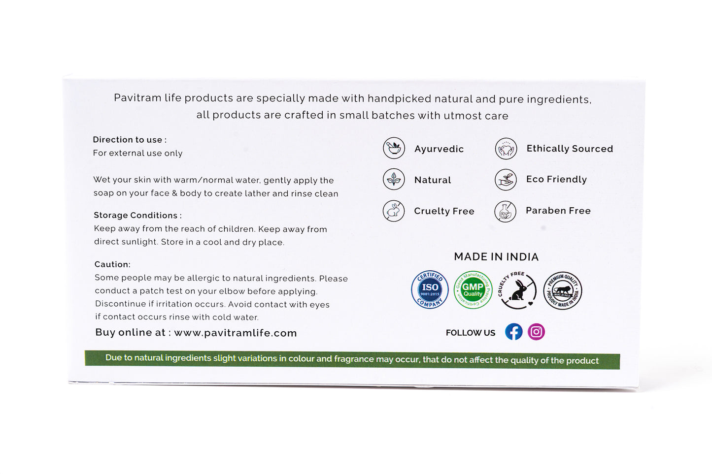 Pavitram Life Natural Handmade Soap – Premium Pack of 3 (100 gram)