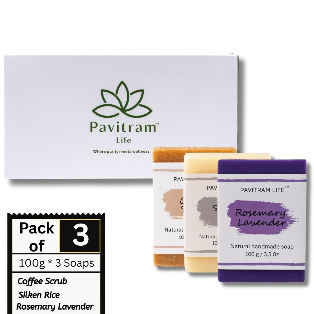 Pavitram Life Natural Handmade Soap – Premium Pack of 3 (100 gram)