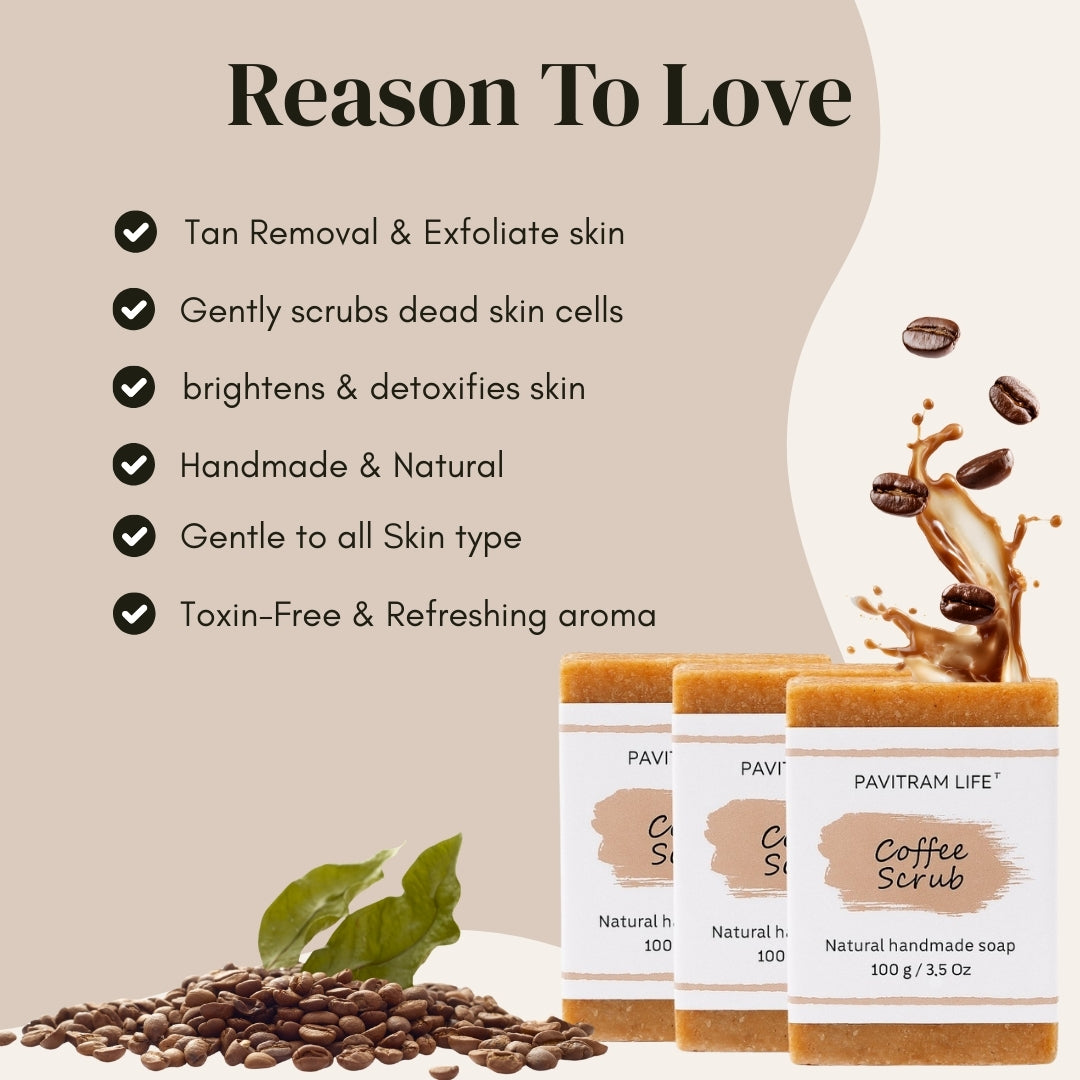 Coffee Scrub Pack of 3 - Natural Handmade Soap