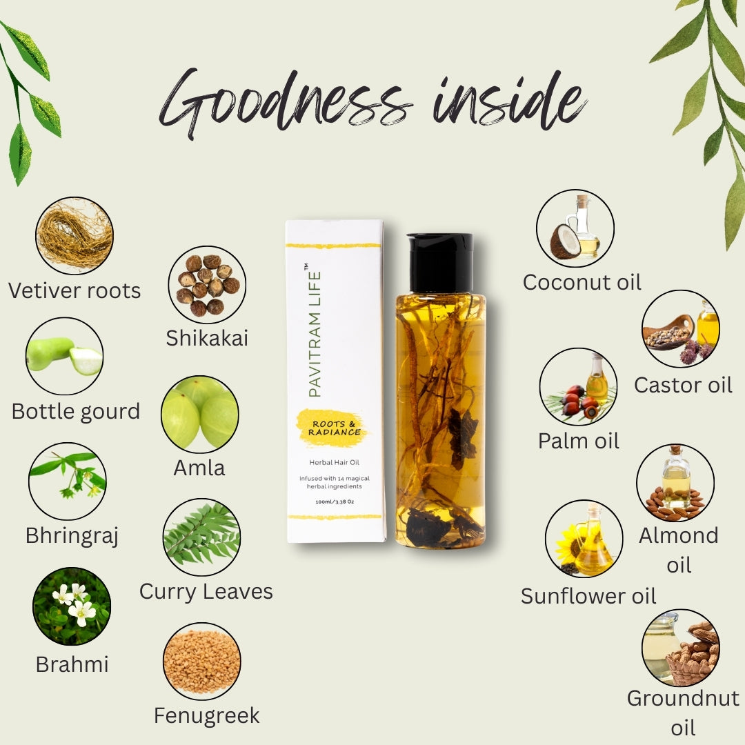 Pavitram Life Roots & Radiance Herbal Hair Oil