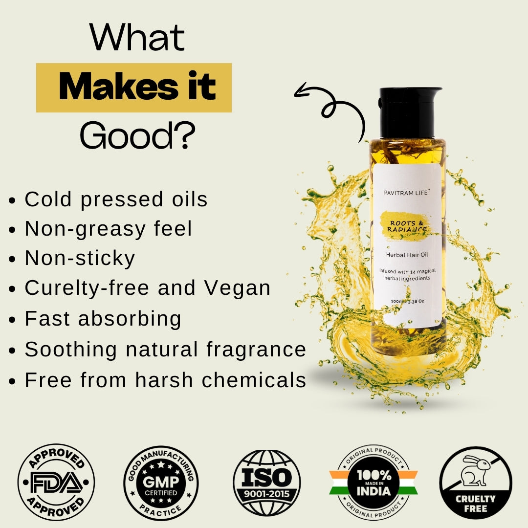 Pavitram Life Roots & Radiance Herbal Hair Oil