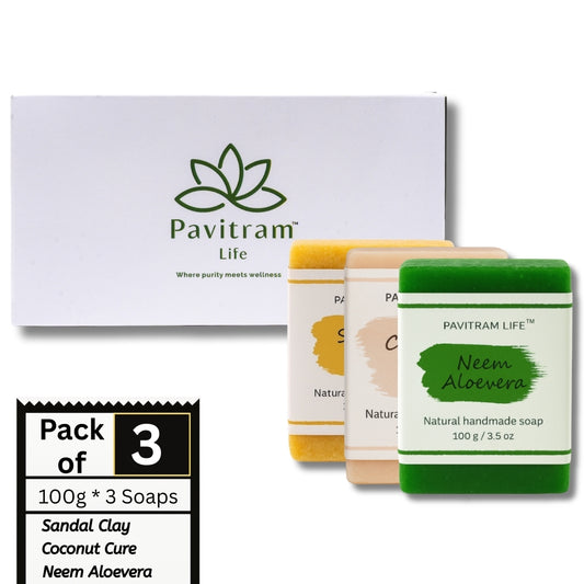 Pavitram Life Natural Handmade Soap – Premium Pack of 3 (100 gram)