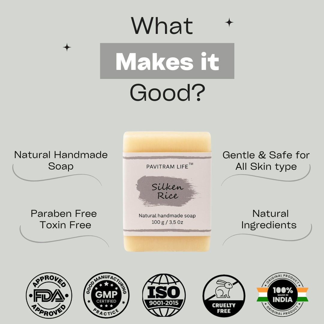 Silken Rice Pack of 3 - Natural Handmade Soap