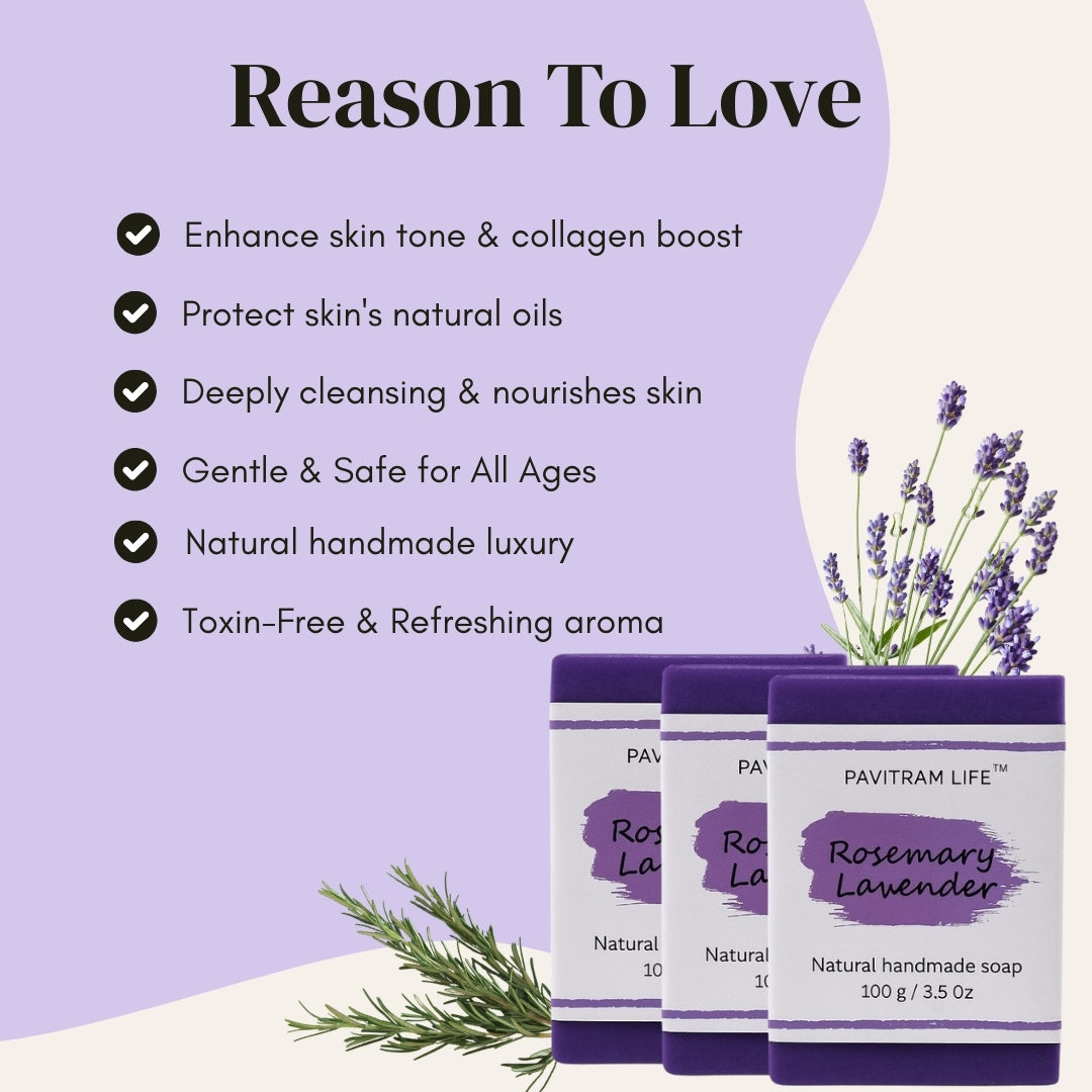 Pavitram Life Rosemary & Lavendar Natural Handmade Soap