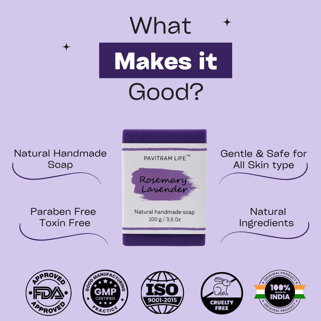 Pavitram Life Rosemary & Lavendar Natural Handmade Soap
