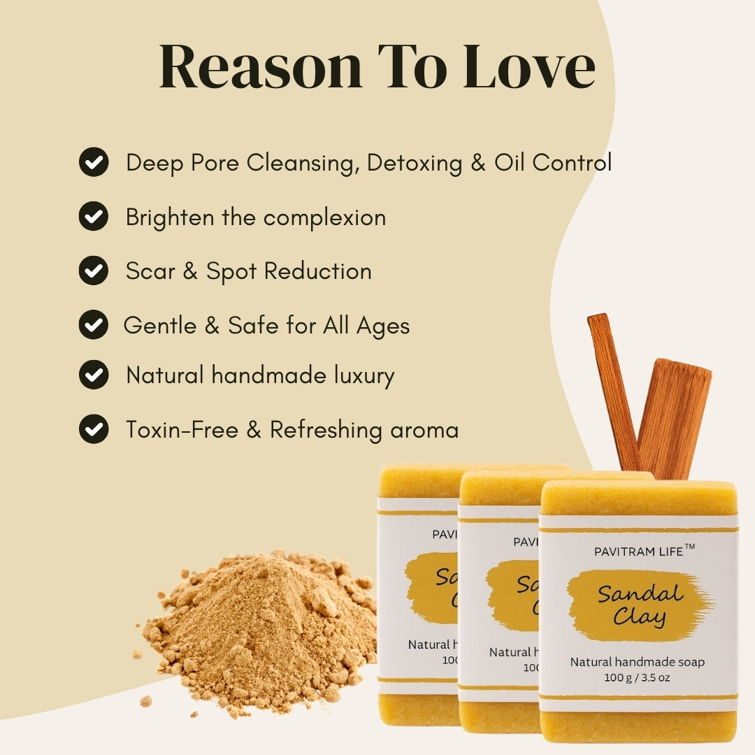 Pavitram Life Sandal Clay Natural Handmade Soap