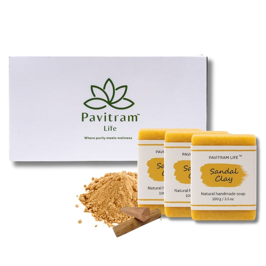Sandal Clay Pack of 3 - Natural Handmade Soap
