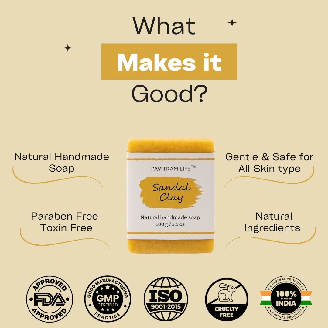 Pavitram Life Sandal Clay Natural Handmade Soap