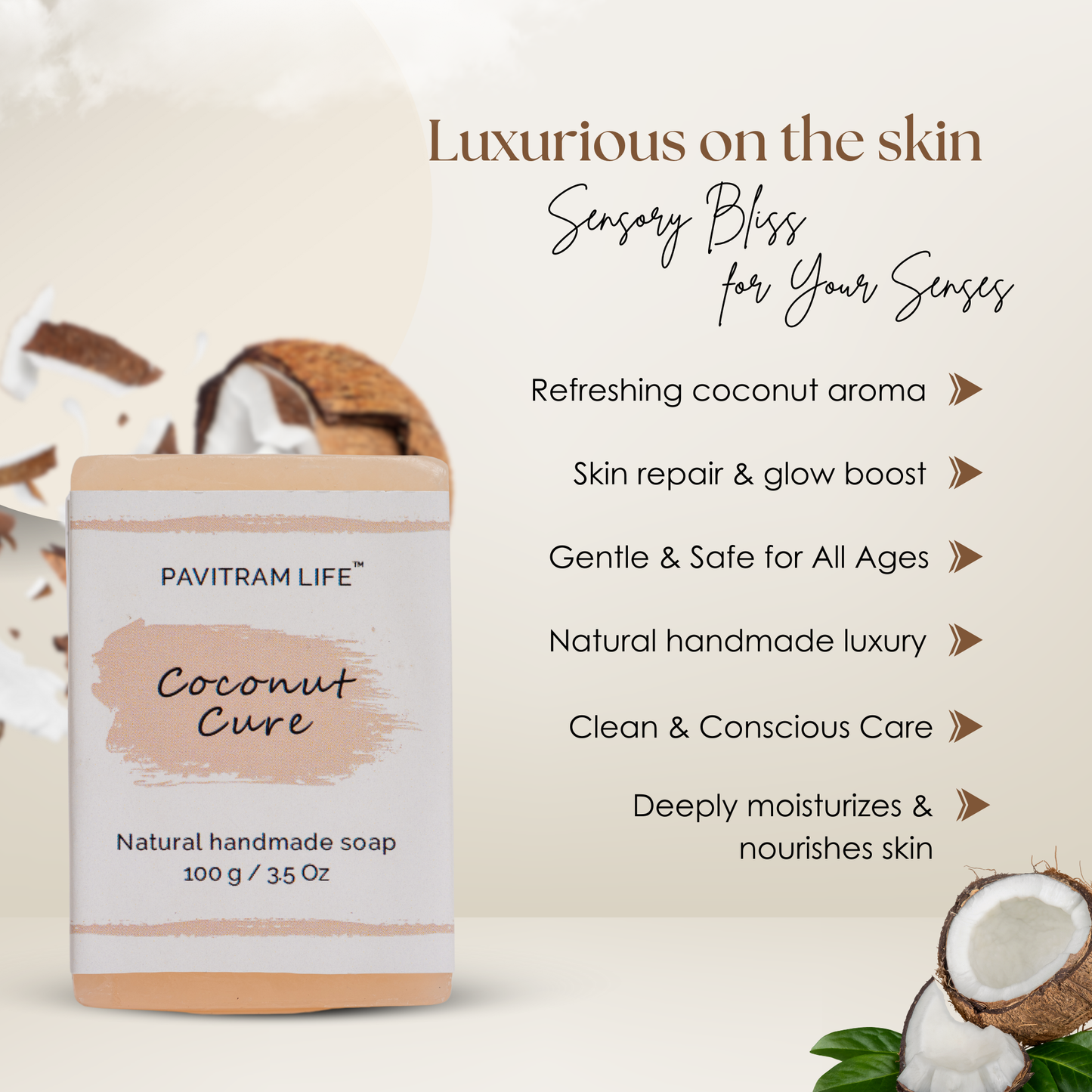 Coconut Cure pack of 3 - Natural Handmade Soap