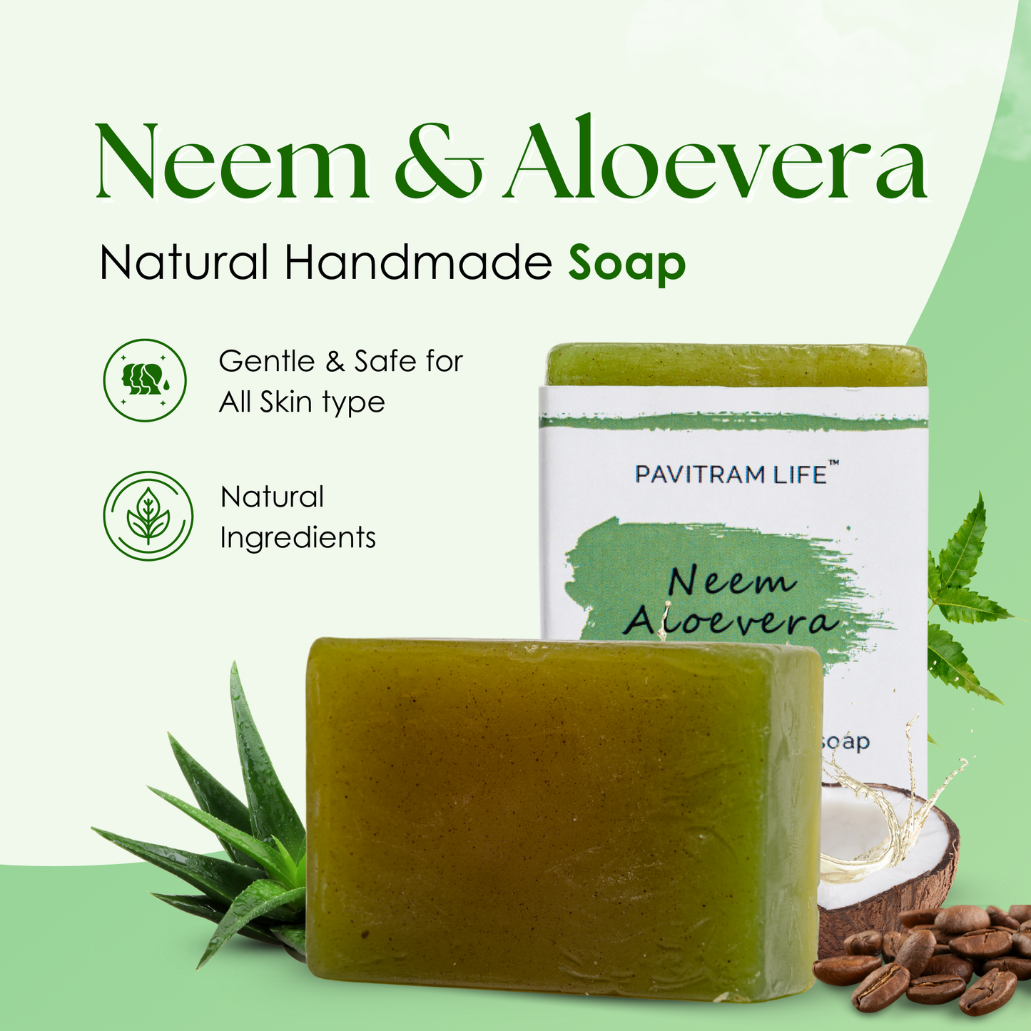 Neem Aloevera Pack of 3 - Natural Handmade Soap