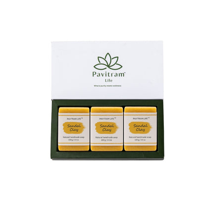Sandal Clay Pack of 3 - Natural Handmade Soap