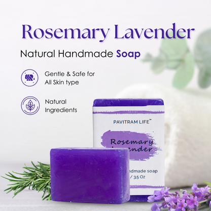 Rosemary Lavender Pack of 3 - Natural Handmade Soap
