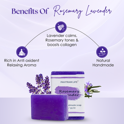 Rosemary Lavender Pack of 3 - Natural Handmade Soap