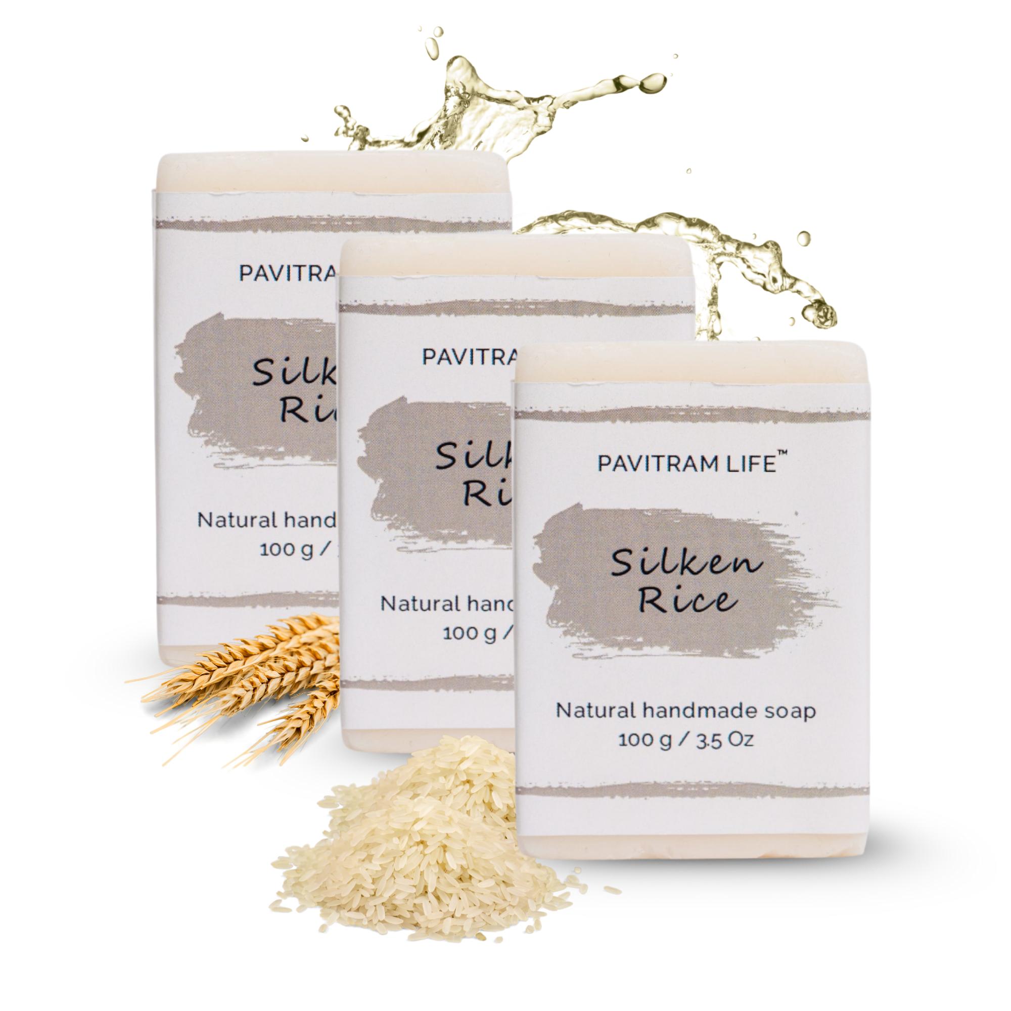 Silken Rice Pack of 3 - Natural Handmade Soap – pavitram-life