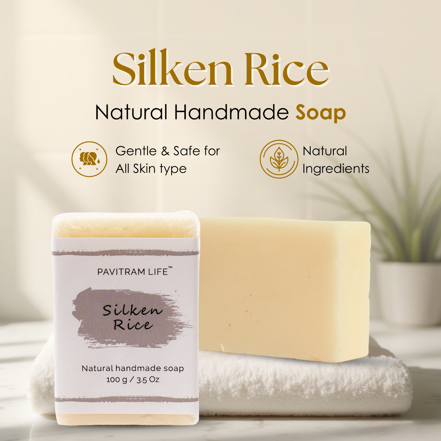 Silken Rice Pack of 3 - Natural Handmade Soap