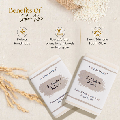 Silken Rice Pack of 3 - Natural Handmade Soap