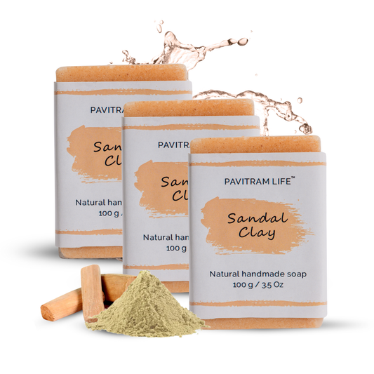 Sandal Clay Pack of 3 - Natural Handmade Soap