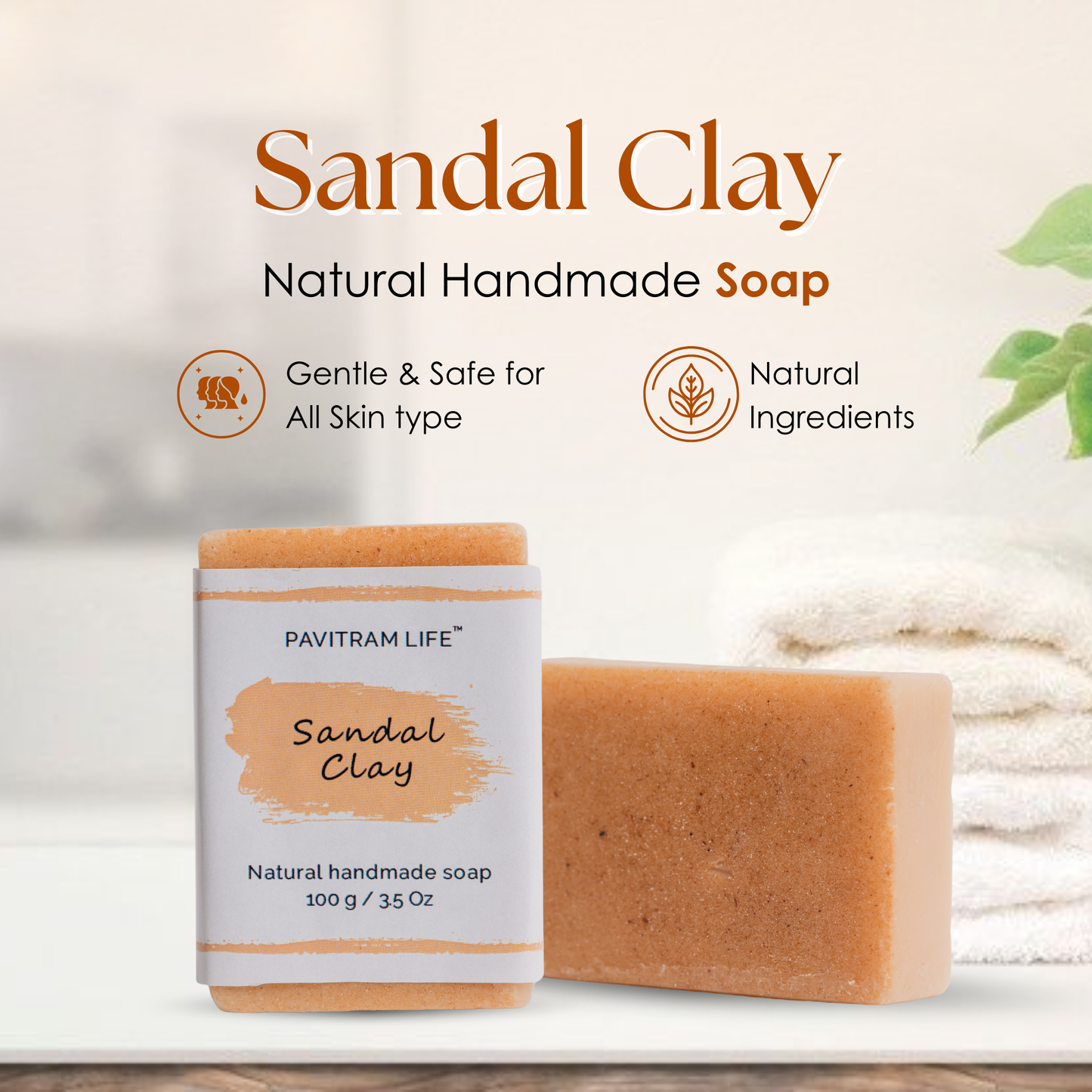Sandal Clay Pack of 3 - Natural Handmade Soap