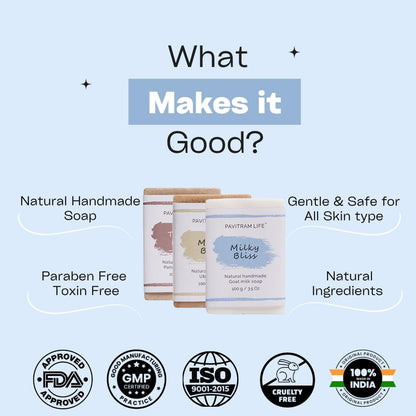 Pavitram Life Natural Handmade Soap – Premium Pack of 3 (100 gram)