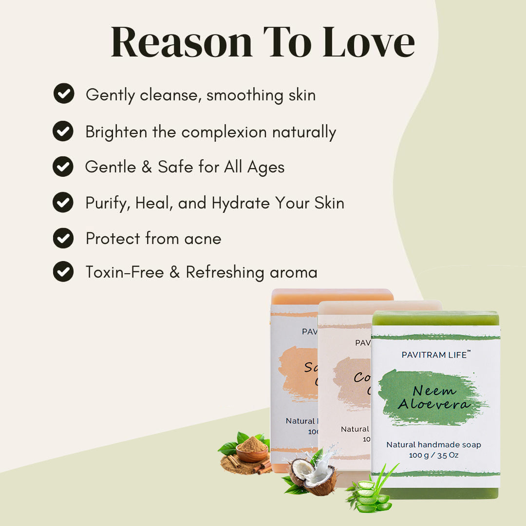 Pavitram Life Natural Handmade Soap – Premium Pack of 3 (100 gram)