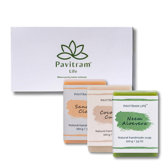 Pavitram Life Natural Handmade Soap – Premium Pack of 3 (100 gram)