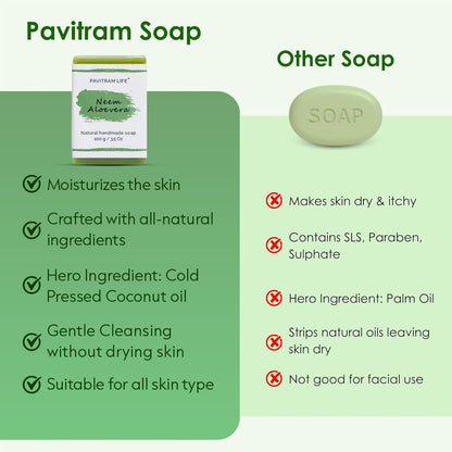 Neem Aloevera Pack of 3 - Natural Handmade Soap