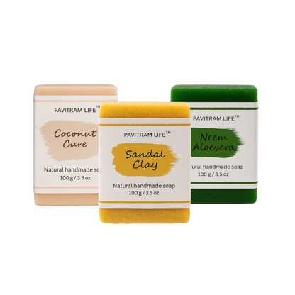 Pavitram Life Natural Handmade Soap – Premium Pack of 3 (100 gram)