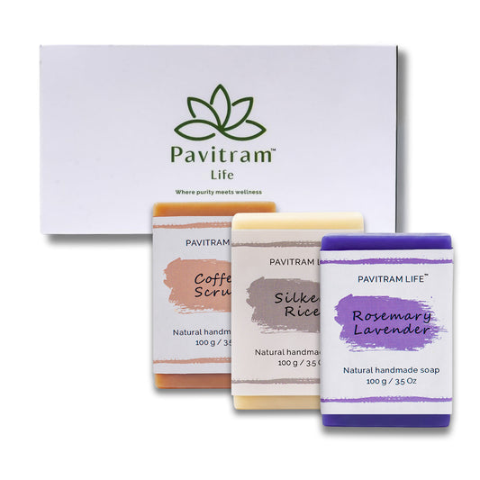 Pavitram Life Natural Handmade Soap – Premium Pack of 3 (100 gram)