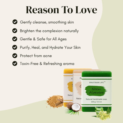 Pavitram Life Natural Handmade Soap – The all In one Pack of 6