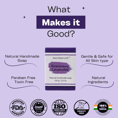 Pavitram Life Rosemary & Lavendar Natural Handmade Soap